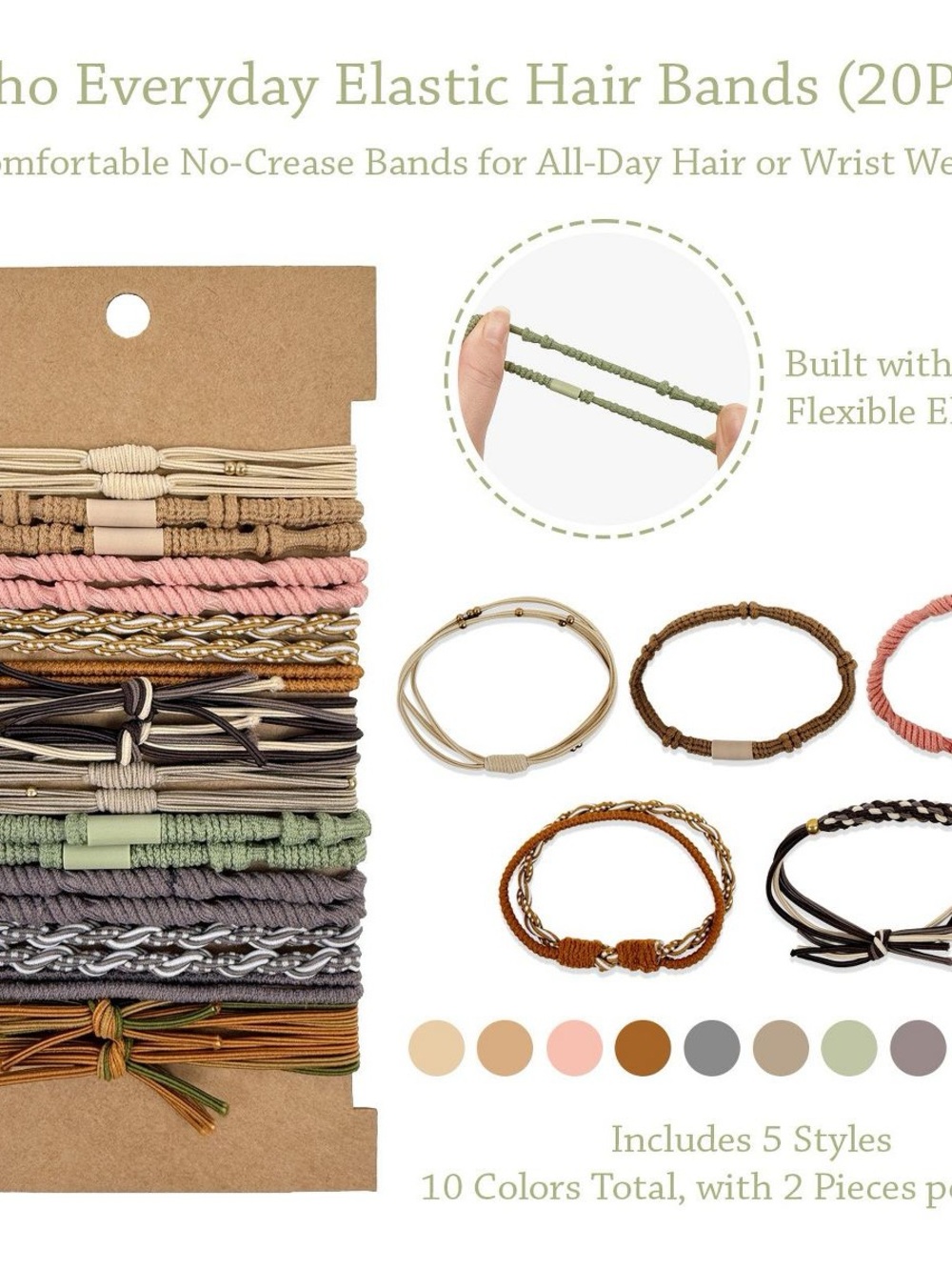 Hair Tie Bracelets for Women, No Damage Elastic Hair Bands, Hair Accessories for